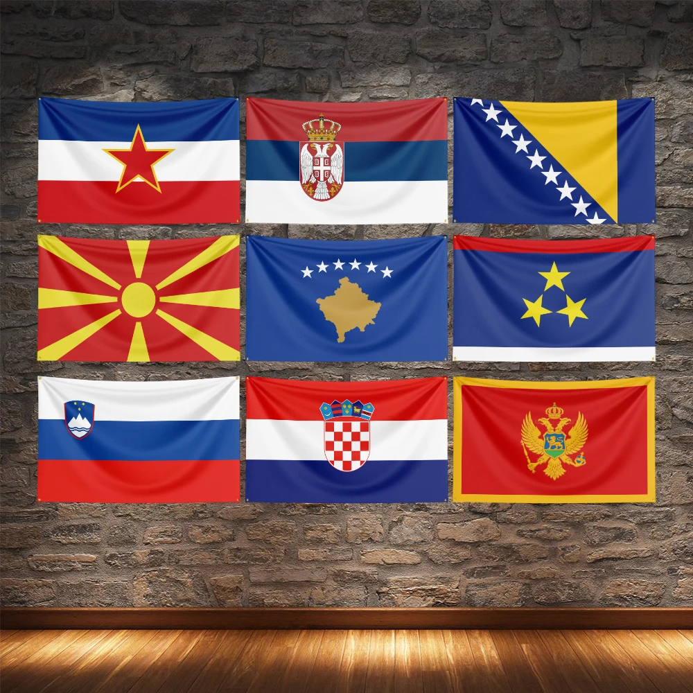 Yugoslavia North Macedonia Bosnia and Herzegovina Serbia Slovenia Croatia Kosovo Montenegro Vojvodina flag wall decoration