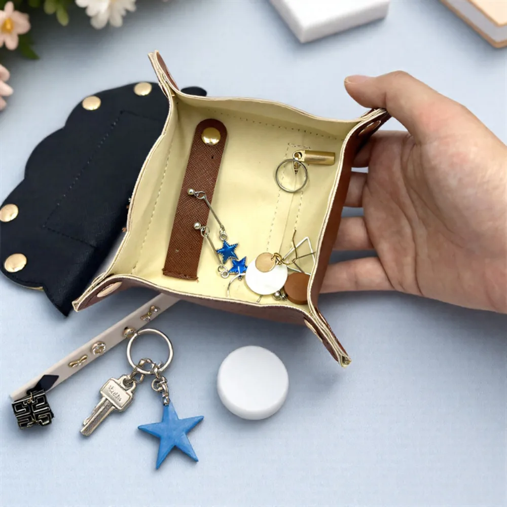 

Nordic Leather Desktop Storage Tray Jewelry Bag Storage Box Jewelry Display Tray Portable Space Saving Cosmetic Key Storage Tray