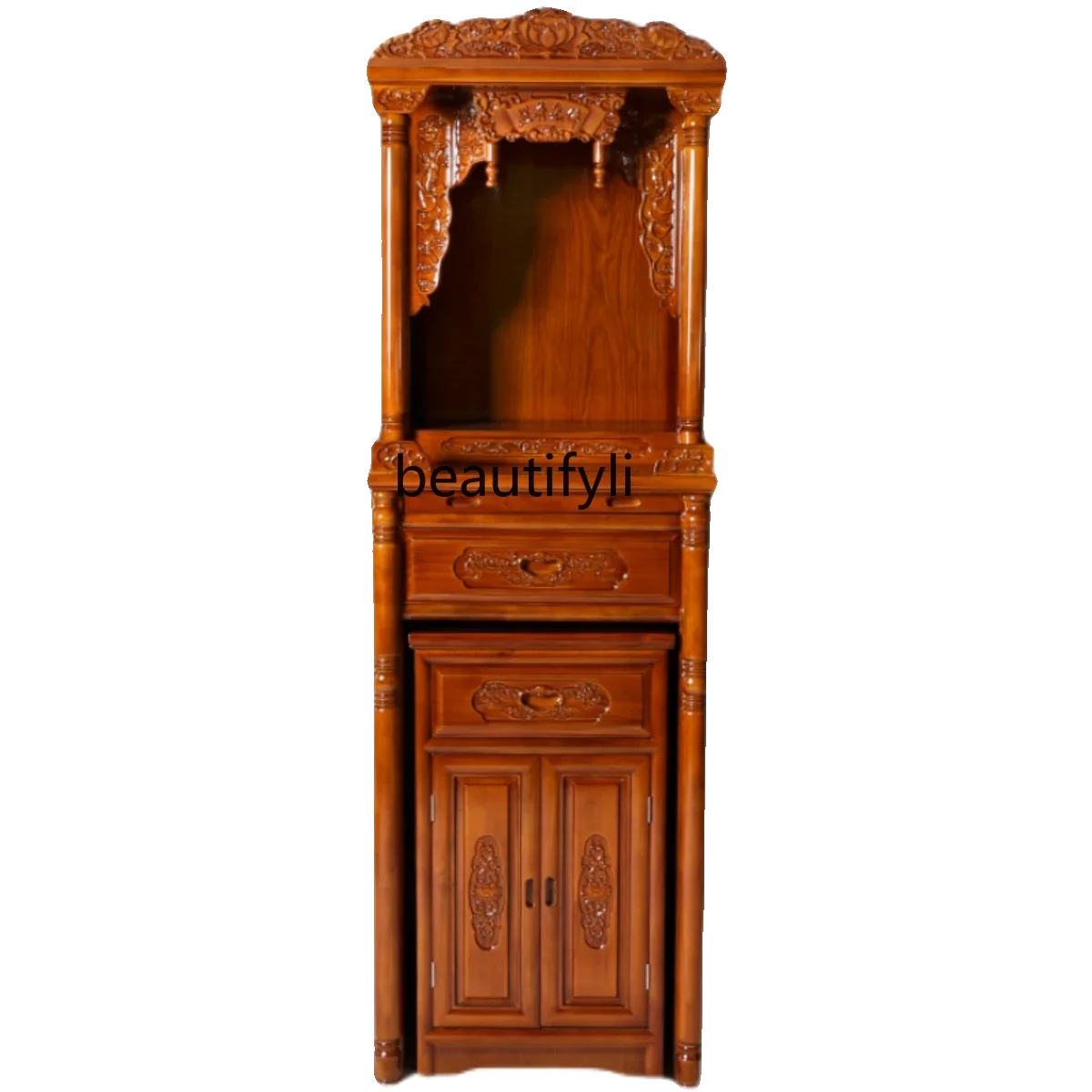 

Solid Wood Manchurian Ash Buddha Niche Clothes Closet Altar God of Wealth Altar Household Altar Cabinet Economical Chinese Style