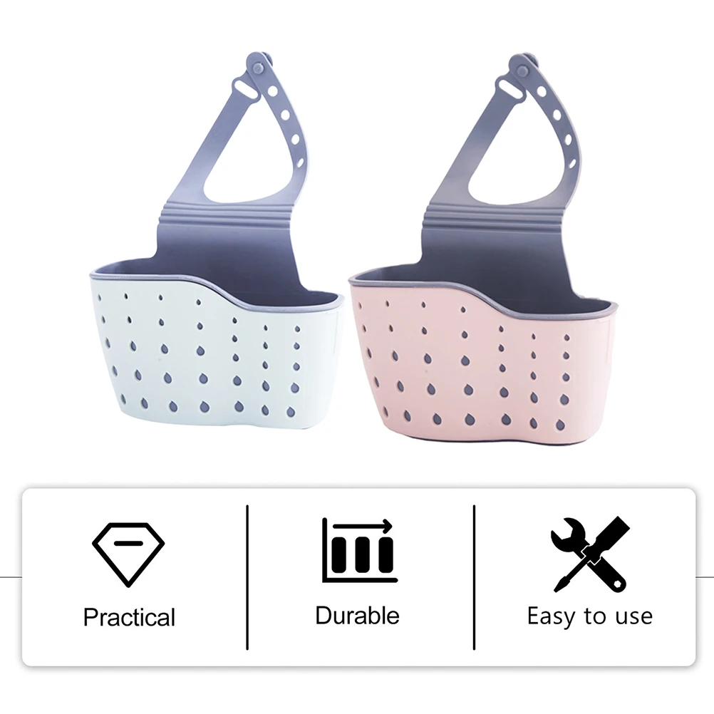 

2pcs Sink Basket Drain Strainer Storage Rack For Faucet Bathroom Shower Soap Toothpaste Facial Cleanser Cleaning Tools Drying