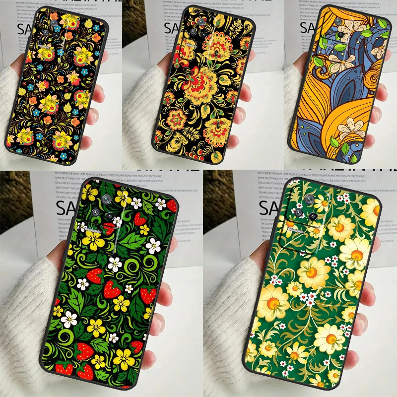 Чехол с русским цветочным узором для POCO X6 Pro X3 X5 F3 F5 M5s M6 Pro Xiaomi 14 Ultra 11T 12T 13T Pro 12 13 Lite