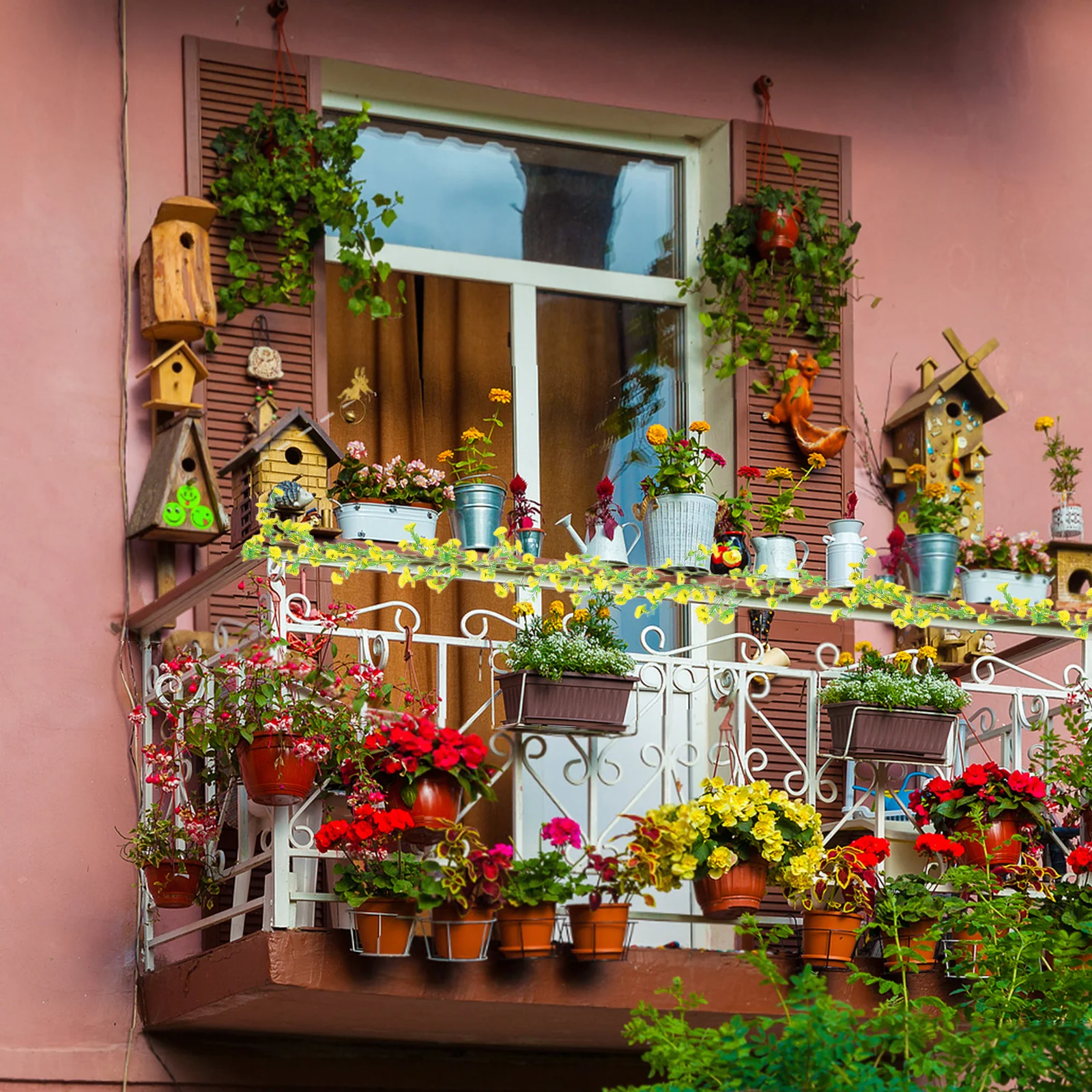 

Artificial Daisy Sunflower Garland Silk Wildflower Vine Spring Fake Flower Vine for Home Garden Outdoor Balcony Decoration Green