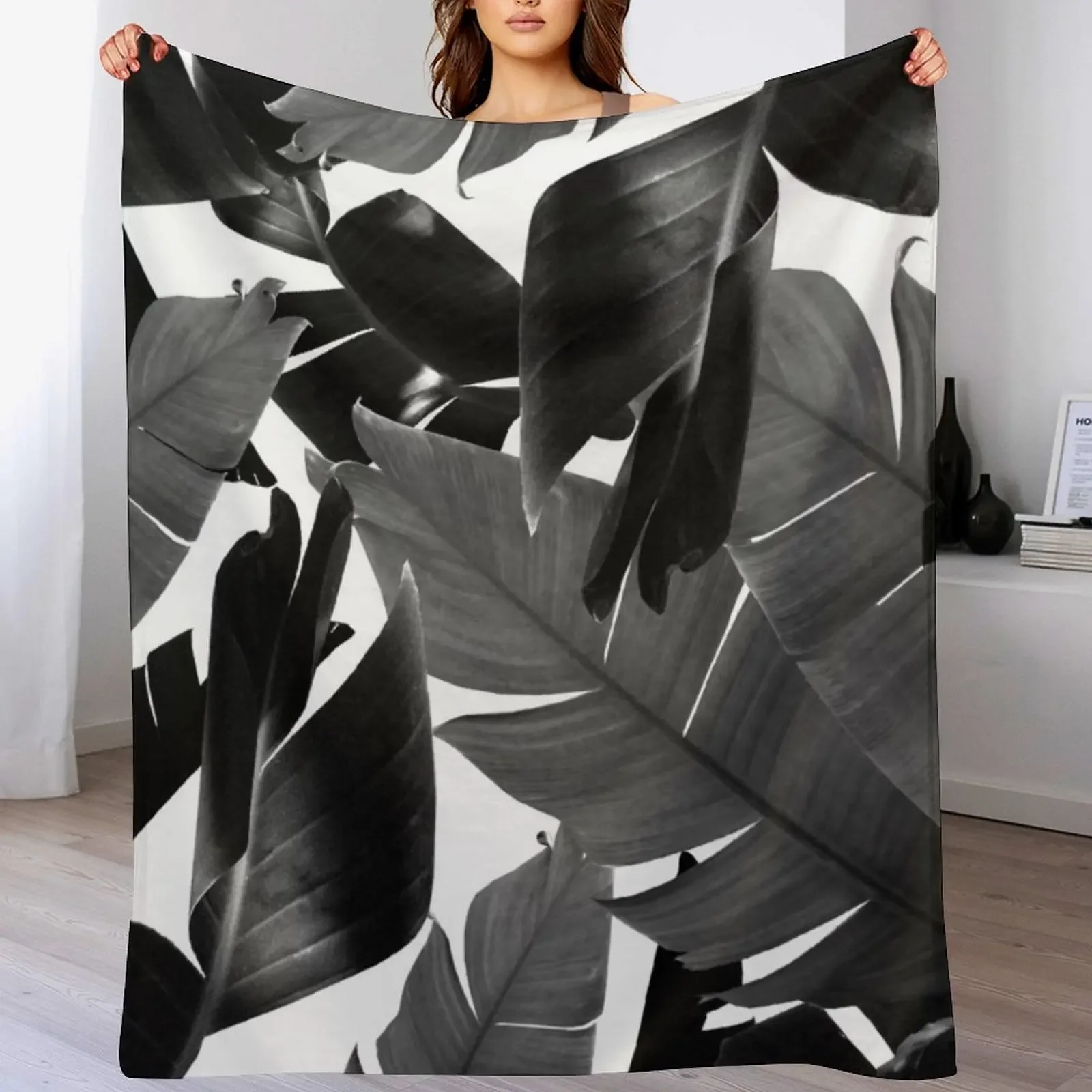 Banana Palm Leaves Jungle Pattern #4 #tropical #wall #decor #art Throw Blanket Color Fast Cozy Throw Blanket