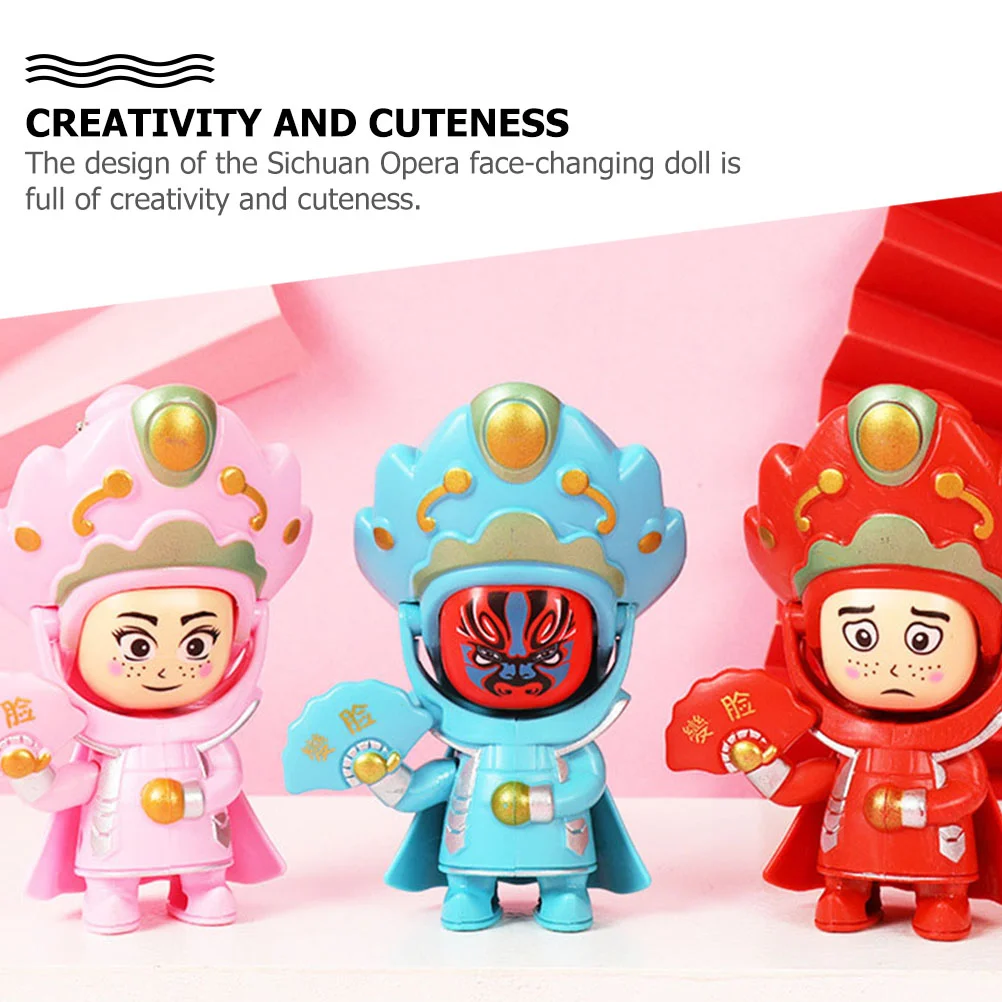 3 Pcs Sichuan Opera Face Changing Toy Chinese Wallet Schoolbag Pendant Kindergarten Prize Pvc Culture