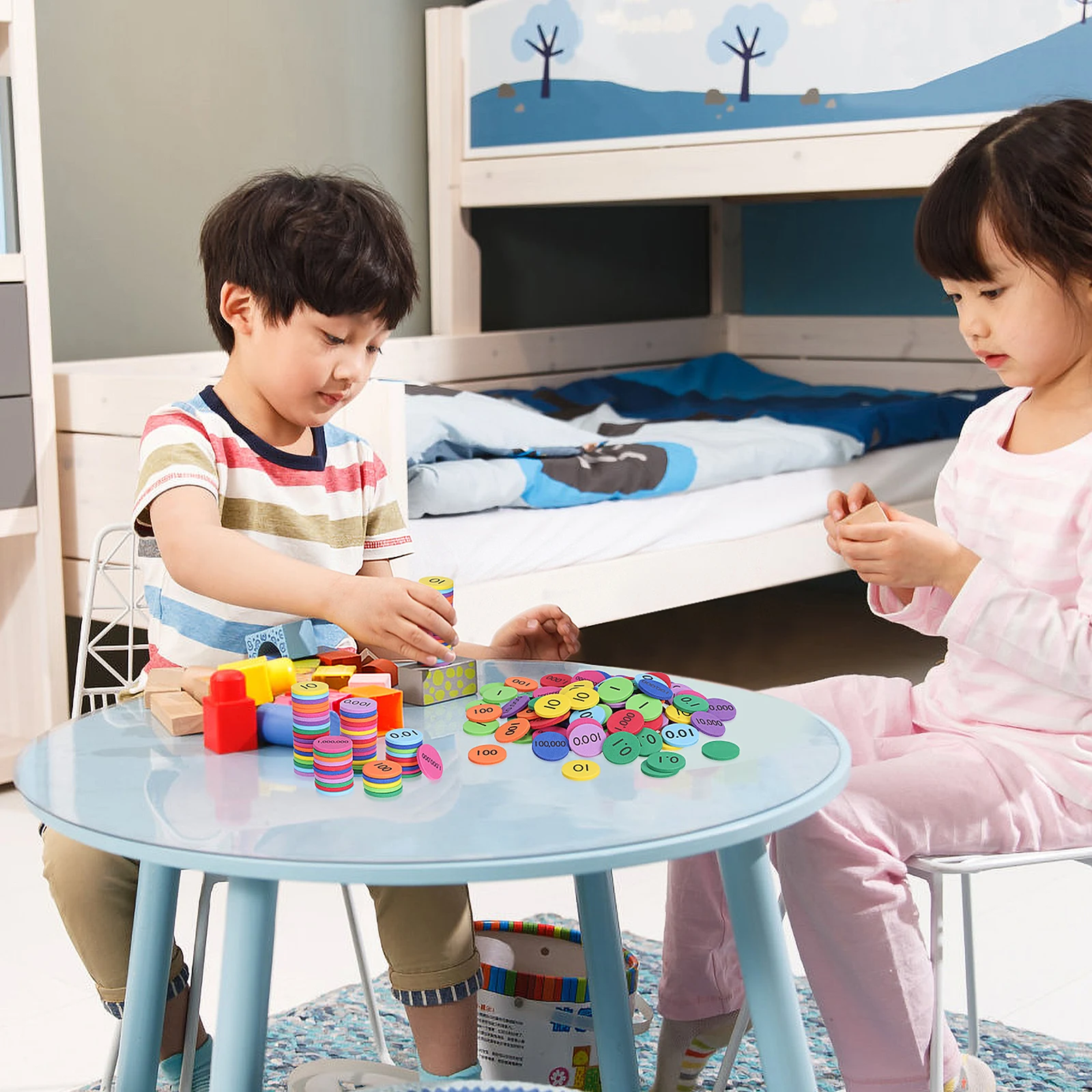 

320pcs Place Color Counting Disks Kids Number Discs Early Math Skills Learning Props Eva Material