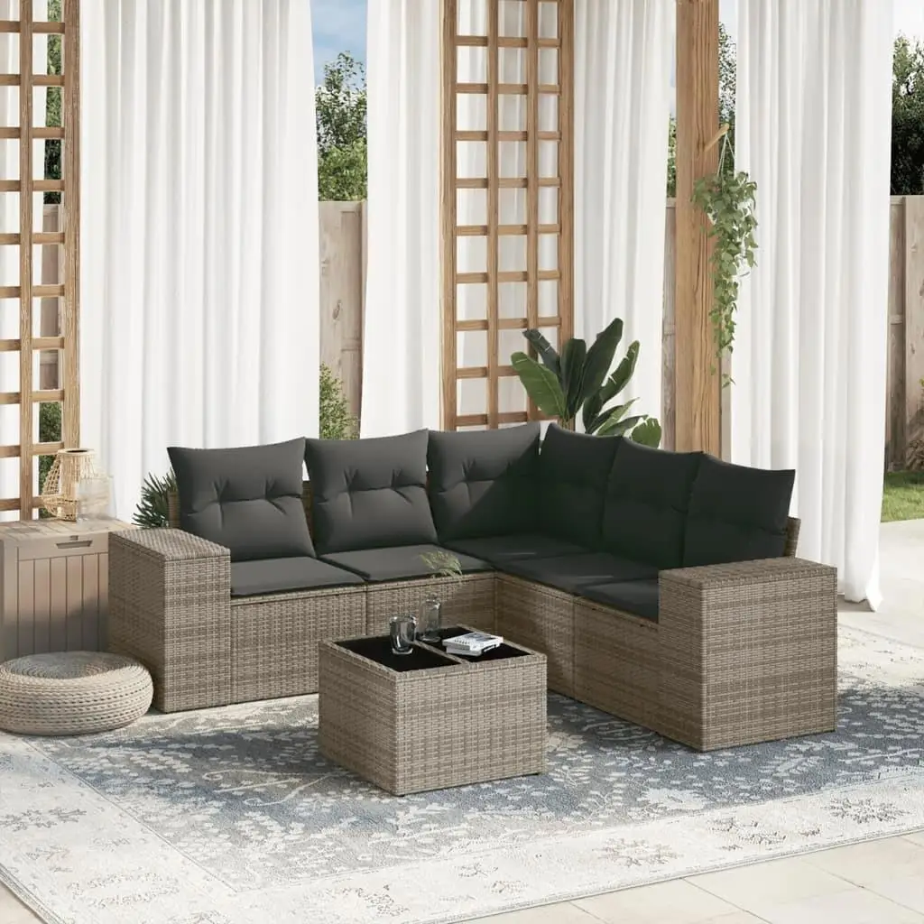 

Comfortable Grey Outdoor Garden Sofa Set Modern Patio Furniture with Soft Cushions Easy Assembly 5 Piece Set