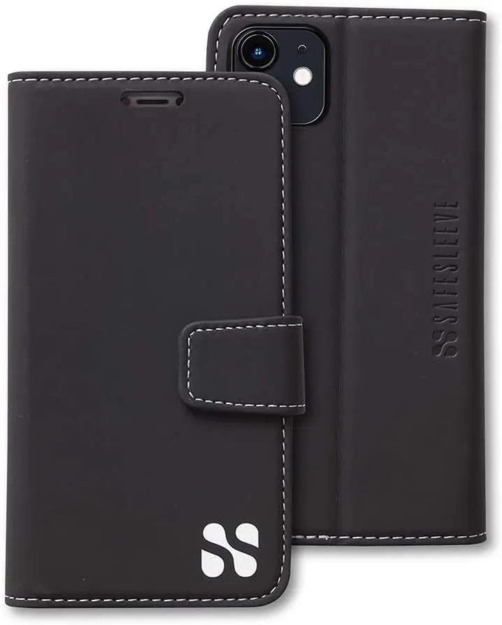 

Чехол для iPhone 12 Mini с защитой от излучения, RFID-блокировкой, регулируемой подставкой и из веганской кожи