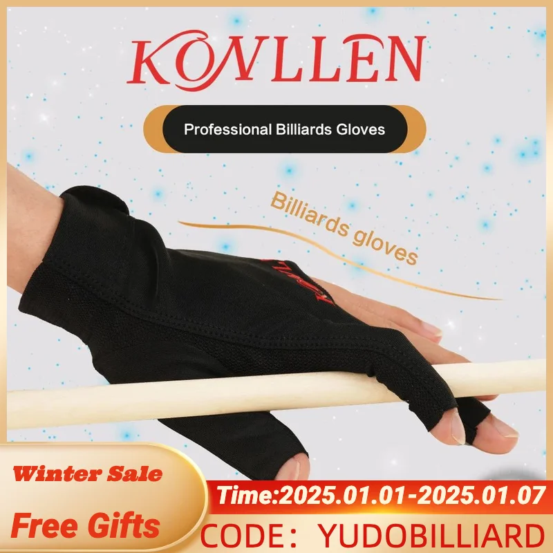 KONLLEN new Pool Glove Fingerless Gloves Left Hand Gloves Snooker Gloves Pool Cue/Carom Gloves Durable Billiards Accessories