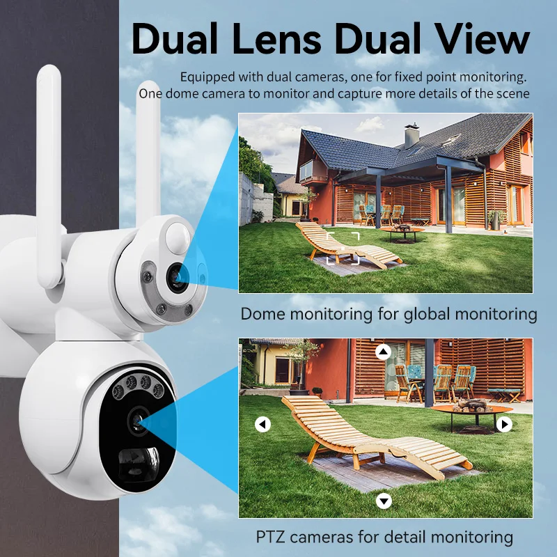 2K 6MP عدسة مزدوجة 360 الأمن اللاسلكي PTZ WIFI IP CCTV كاميرا تعمل بالطاقة الشمسية 4g بطاقة Sim كاميرا شبكة مراقبة نظام الكاميرا الأمنية #4