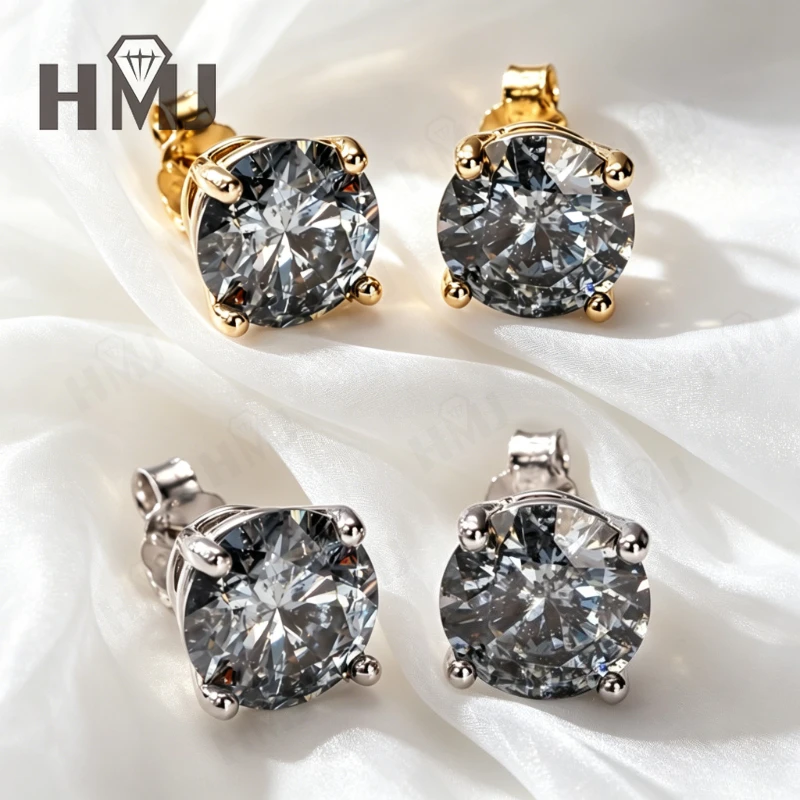 

Серьги из стерлингового серебра 925 пробы с уникальными серыми бриллиантами «Соль и перец» круглой огранки – Идеальный подарок на годовщину или День матери. Изысканные ювелирные украшения для нее.