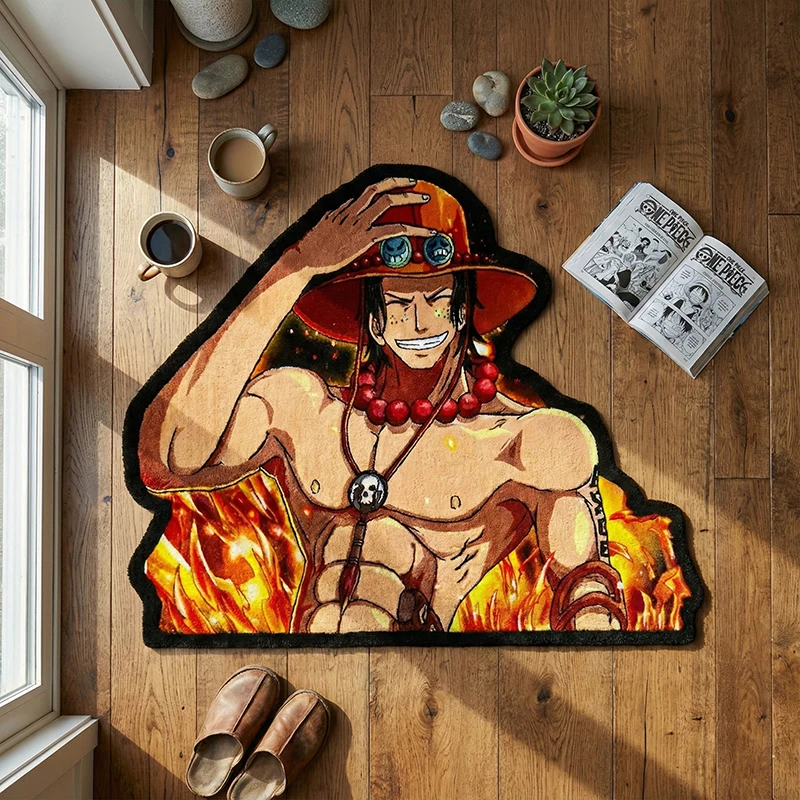Alfombra de diseño de One Piece Portgas D. Ace, alfombra decorativa antideslizante para dormitorio, sala de estar, habitación de niños, colección de alfombras de regalo de cumpleaños
