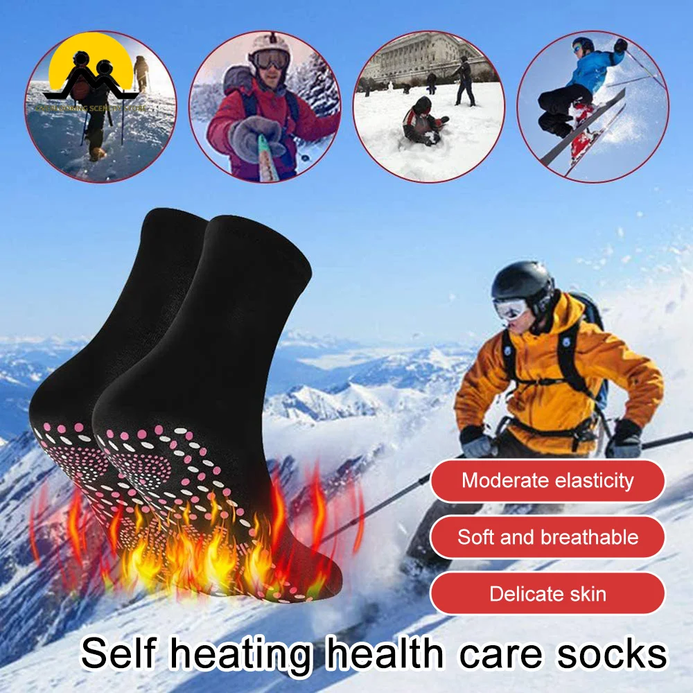 Heated Socks Self Heating Socks for Men Women Foot Massage Magnetic Therapy Non-slip Dots Relieve Tired Winter Warm Equipment