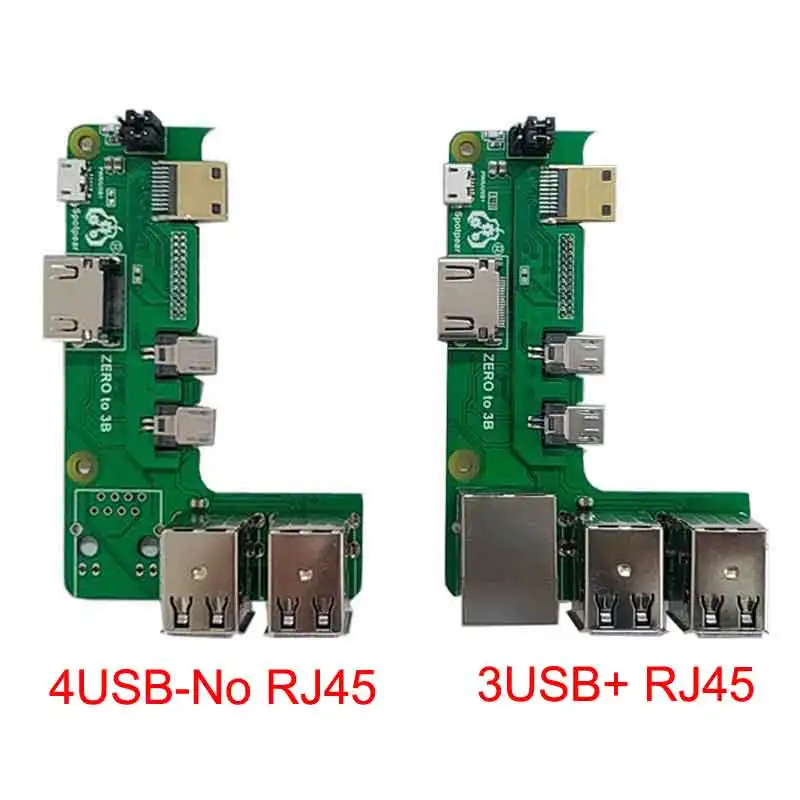 Raspberry Pi Zero 2w to 3B / 4B interface adapter Zero to Pi0 USB HUB RJ45 HAT Zero to Pi3 / PI4 / PI5 Expansion Board