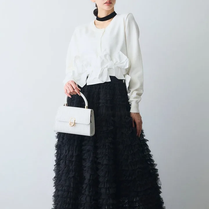 Elegant Autumn Winter Silver Thread  Knot Heavy Work Mesh Half Length Skirt Open Cardigan Fashionable Princess Style...
