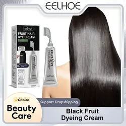 Black Fruit Dyeing Cream With Comb Natural Cover White Gray Hair Gentle Non-irritating Styling Long Lasting Hair Coloring Cream