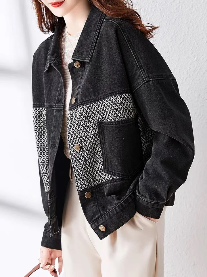 Faionable ort Denim Jaet femmes marque étiquette retirée rue Sle haut boutonné décontracté printemps vêtements d'extérieur