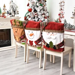 Christmas Chair Back Elastic Stretch Cover Santa Clause Holiday Party Decor Dining Kitchen Chair Covers Christmas Decoration