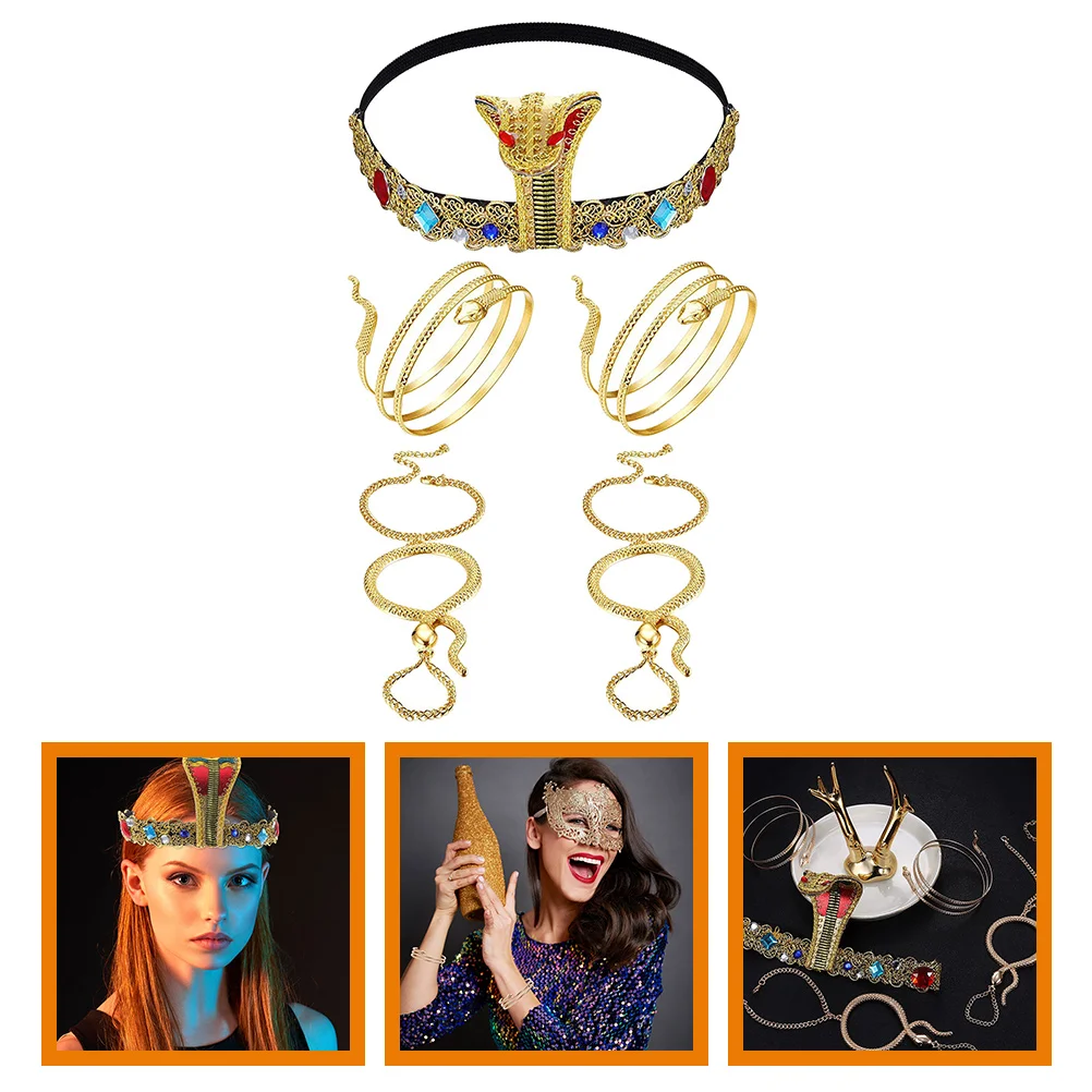 

Snake-shaped Headband Bracelet Set Bracelets Hair Clasp Halloween Fabric Party Hoops Decor Egyptian