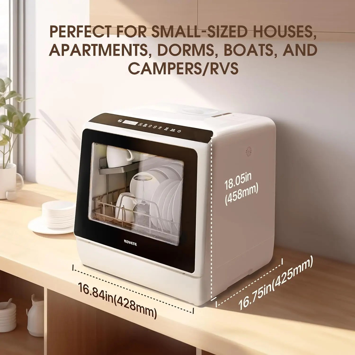 Portable Countertop Dishwashers, Compact Dishwashers with 5 L Built-in Water Tank & Inlet Hose, 5 Washing Programs image 3