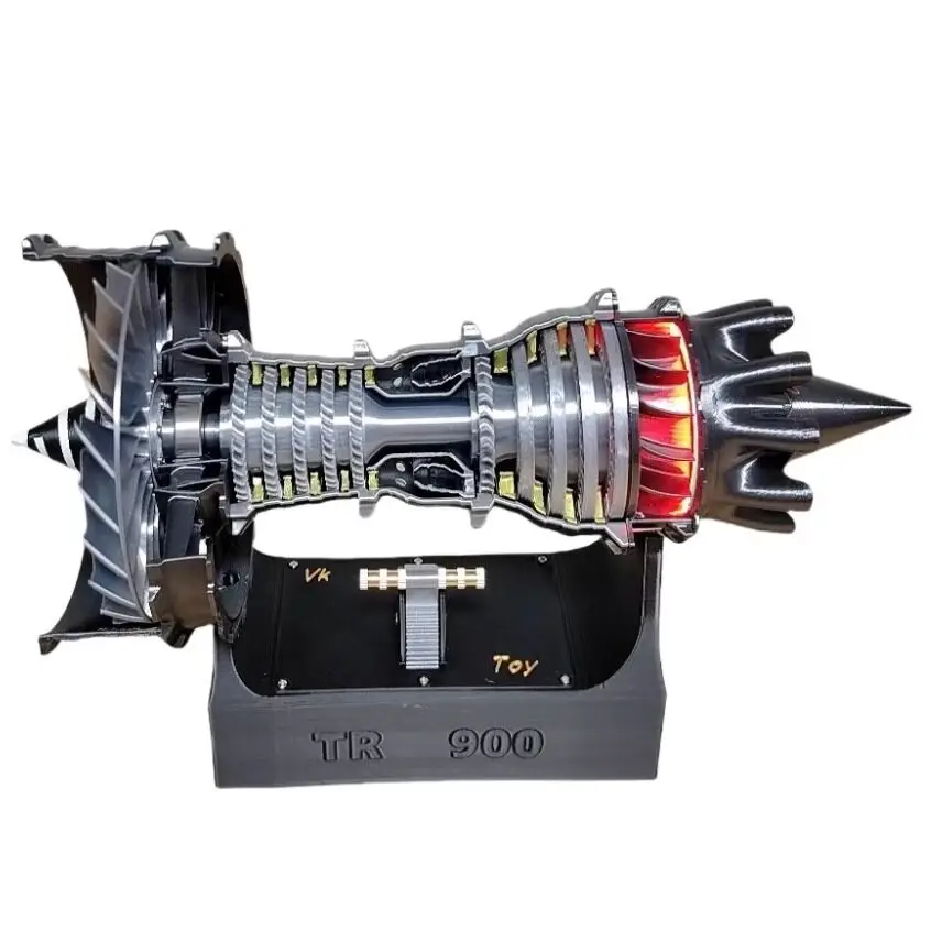 

A380 TR900 1:25 MIni Turbofan Engine Model Adjustable Speed LED Light Electric Assembly Desktop Ornament Gift for Boys Hobby Toy