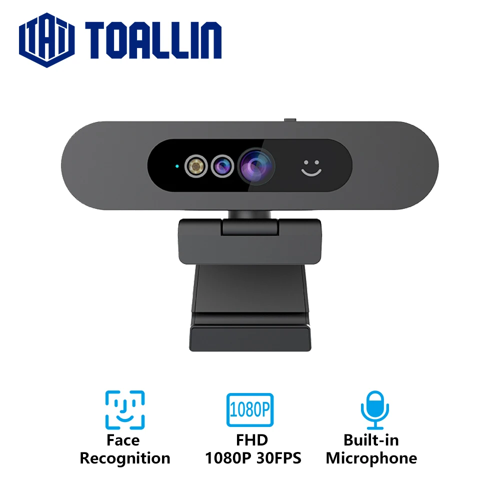 

TOALLIN Windows Hello Webcam 2K 1080P PC Camera, Face Recognition USB Camera for YouTube/Tiktok Live Streaming, with Microphone