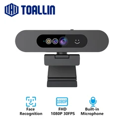 TOALLIN 1080P Webcam Windows Hello Facial Recognition Login PC Camera, with Microphone, Streaming Web Camera for Tiktok/YouTube