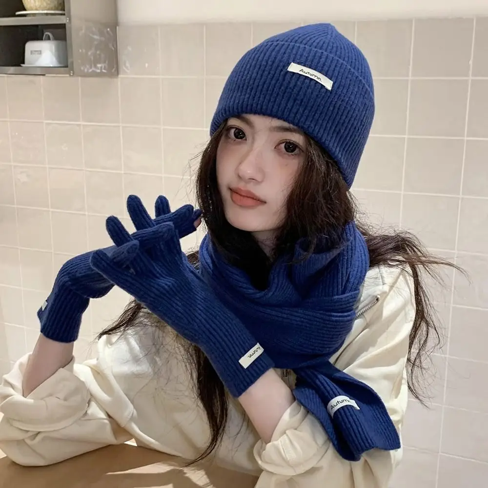 الحماية الحرارية بلون قبعة وشاح قفازات مجموعة الصوف الدافئ الحراري متماسكة قبعة رشاقته لينة قبعة شتوية قبعة الطقس البارد #5