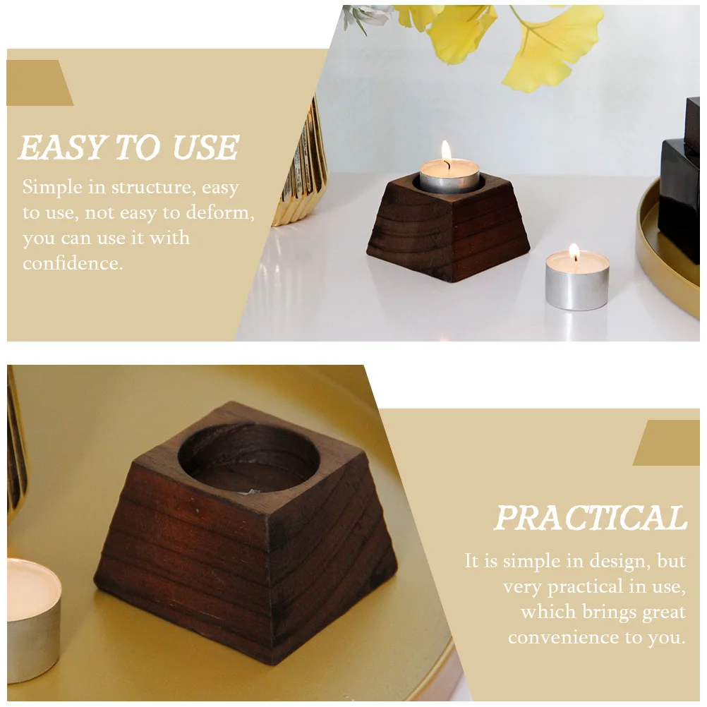

Black Wood Trapezoid Holder, Wooden Tabletop Stand For Home Decor, Farmhouse Tea Light Holder, Decorative