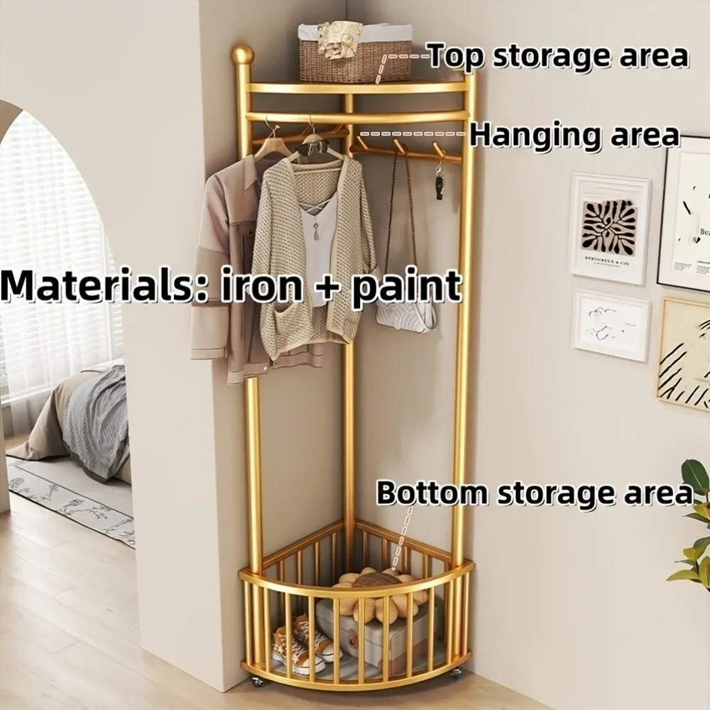 

Corner Coat Rack, Freestanding Clothes Hanger, Vertical Entryway Storage Rack for Bedroom, Living Room, Indoor Clothing Rack
