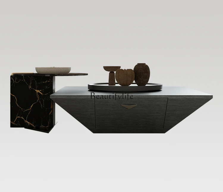 

Italian Tea Table Bright Stone Plate Living Room Home Simple Modern Designer Model Advanced Artistic Sense