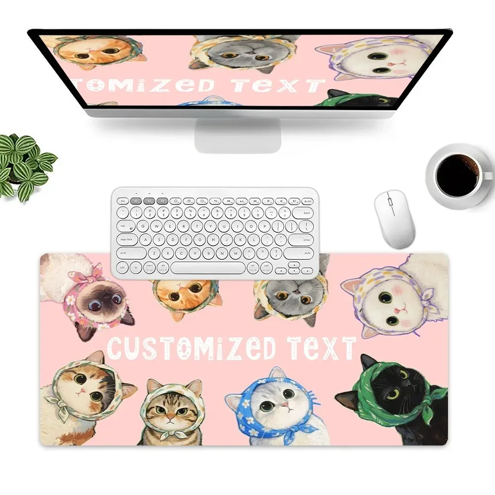 CIFbuy Custom Name Text Cat Desk Mouse Pad, Multi‑Sizes Large Mat Non‑Slip Rubber Base for Home Office Decor