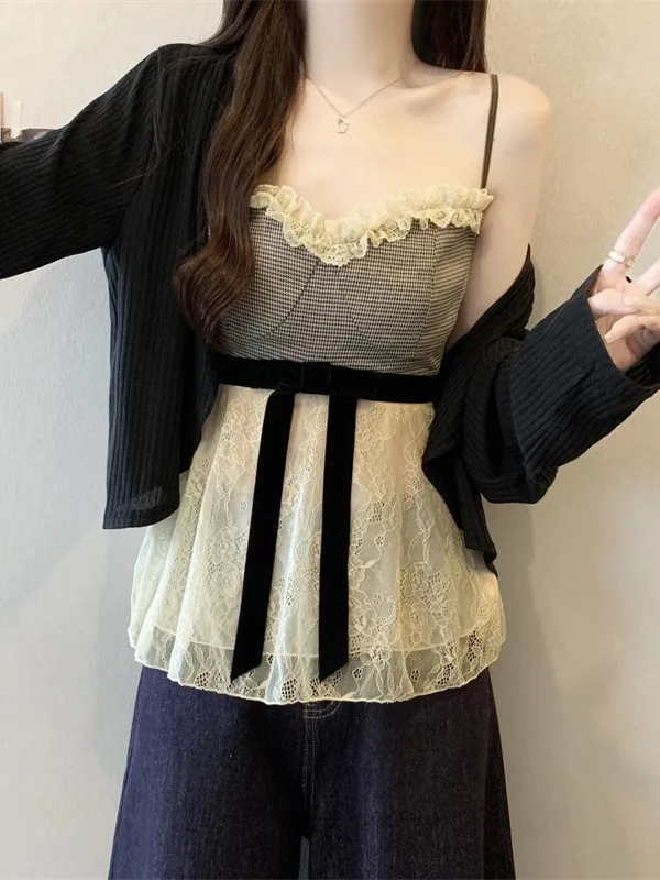 

plus Size Sweet And Spicy Girl Knot Svel ter Top Thin Summer New Sle Slimming oulder awl Top Set