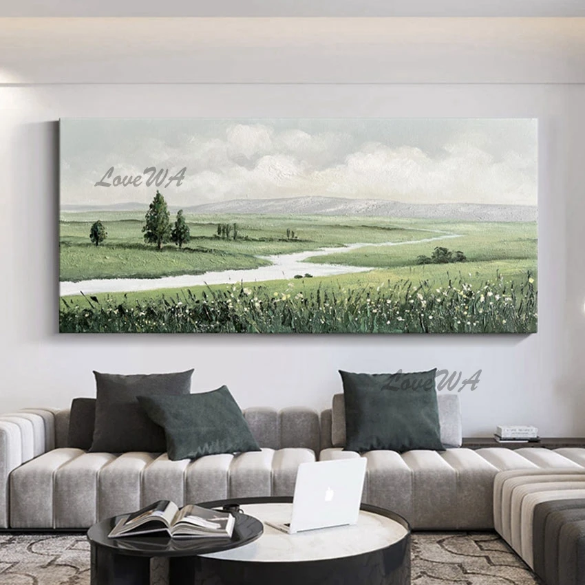 

100% Handmade Prairie Beautiful Landscape Oil Painting Custom Artwork Large Size Living Room Pictures Import Home Decor No Frame