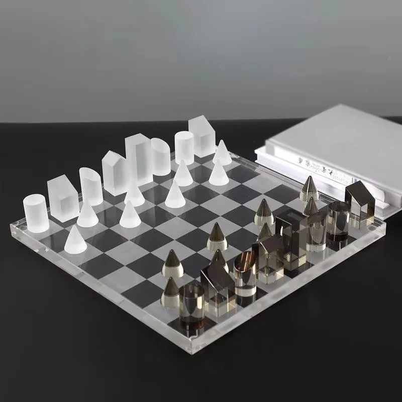 Diversified Chess Game Board Modern Luxury International Crystal Table Checker Set