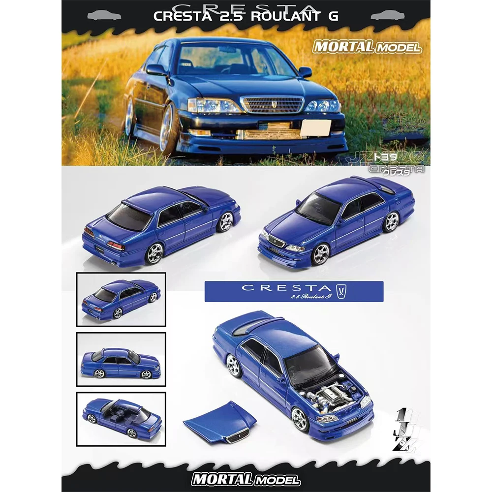 

Коллекционная модель автомобиля Mortal1/64 Cresta 2.5 Roulant G, винтажный литой автомобиль, с витриной, подарки для взрослых