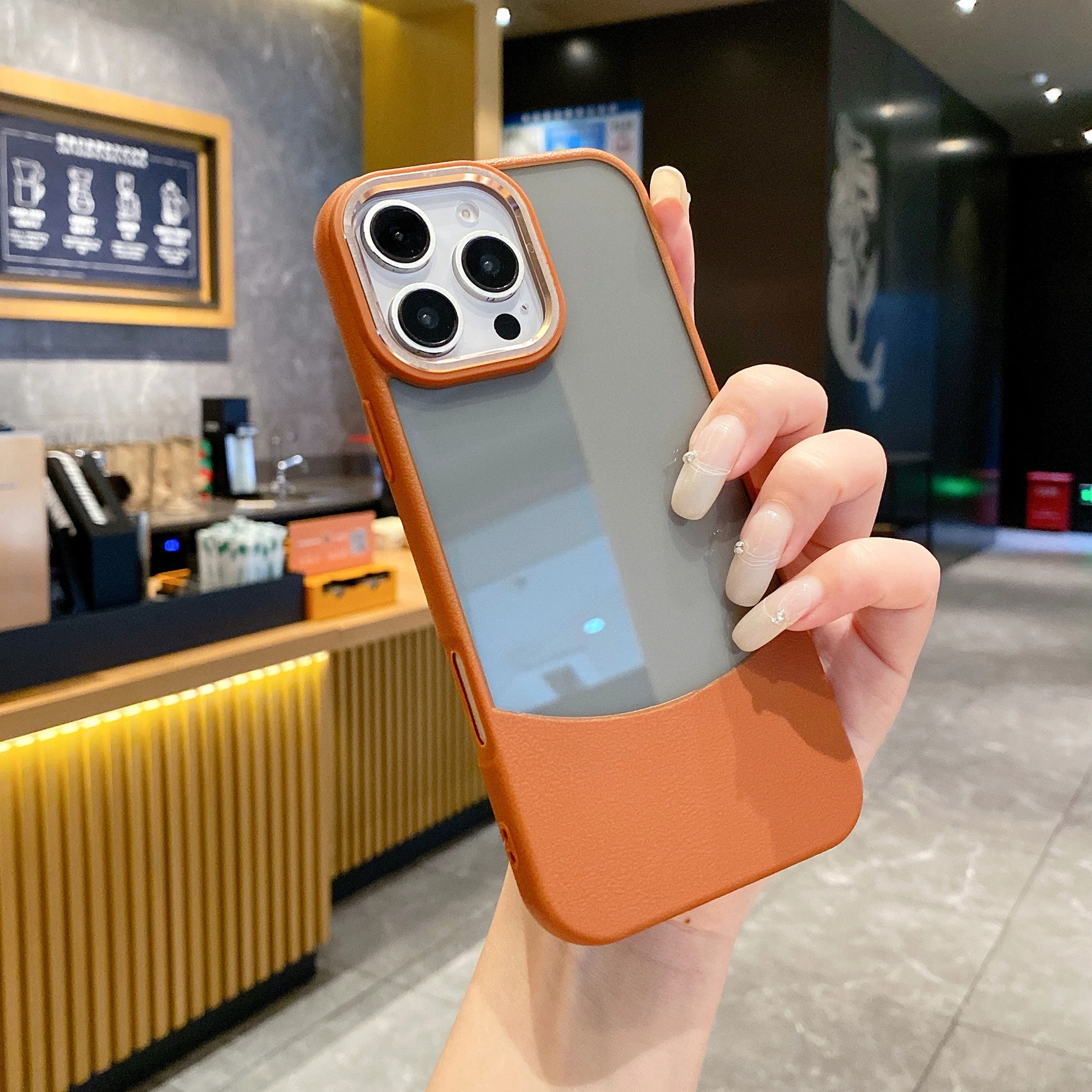 For iPhone 16 Pro Max 16 Plus Case 2 IN 1 Leather Skin Clear Texture Mobile Phone Case