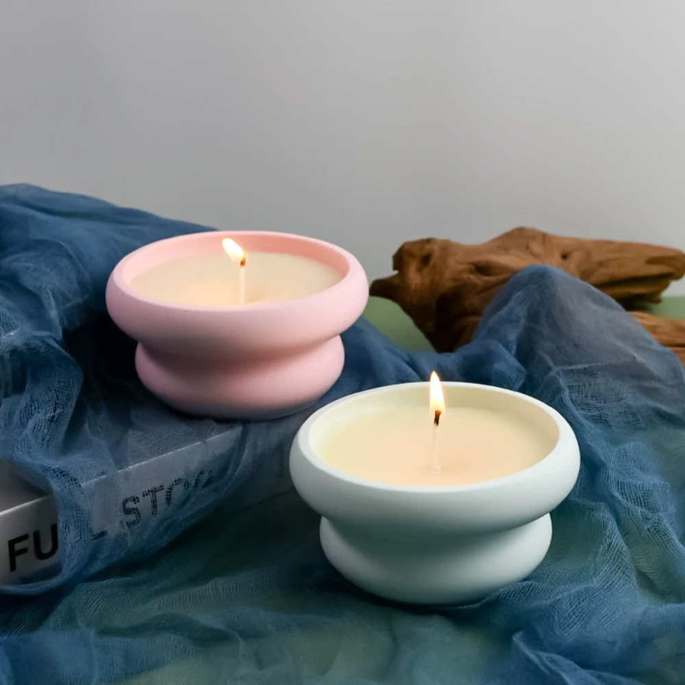 Double Ring Candle Cup Silicone Molds DIY Aromatherapy Storage Jar Candle Holder Ornament Gypsum Resin Mold Home Decor Crafts