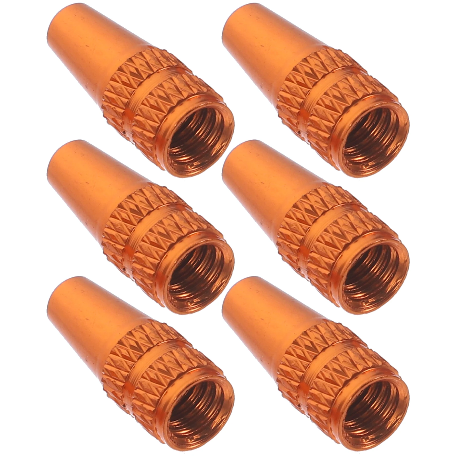 6 قطع من أغطية إطارات الدراجة المصنوعة من سبائك الألومنيوم باللون البرتقالي المضاد للصدأ وغطاء غبار للدراجة على الطرق سهل التركيب