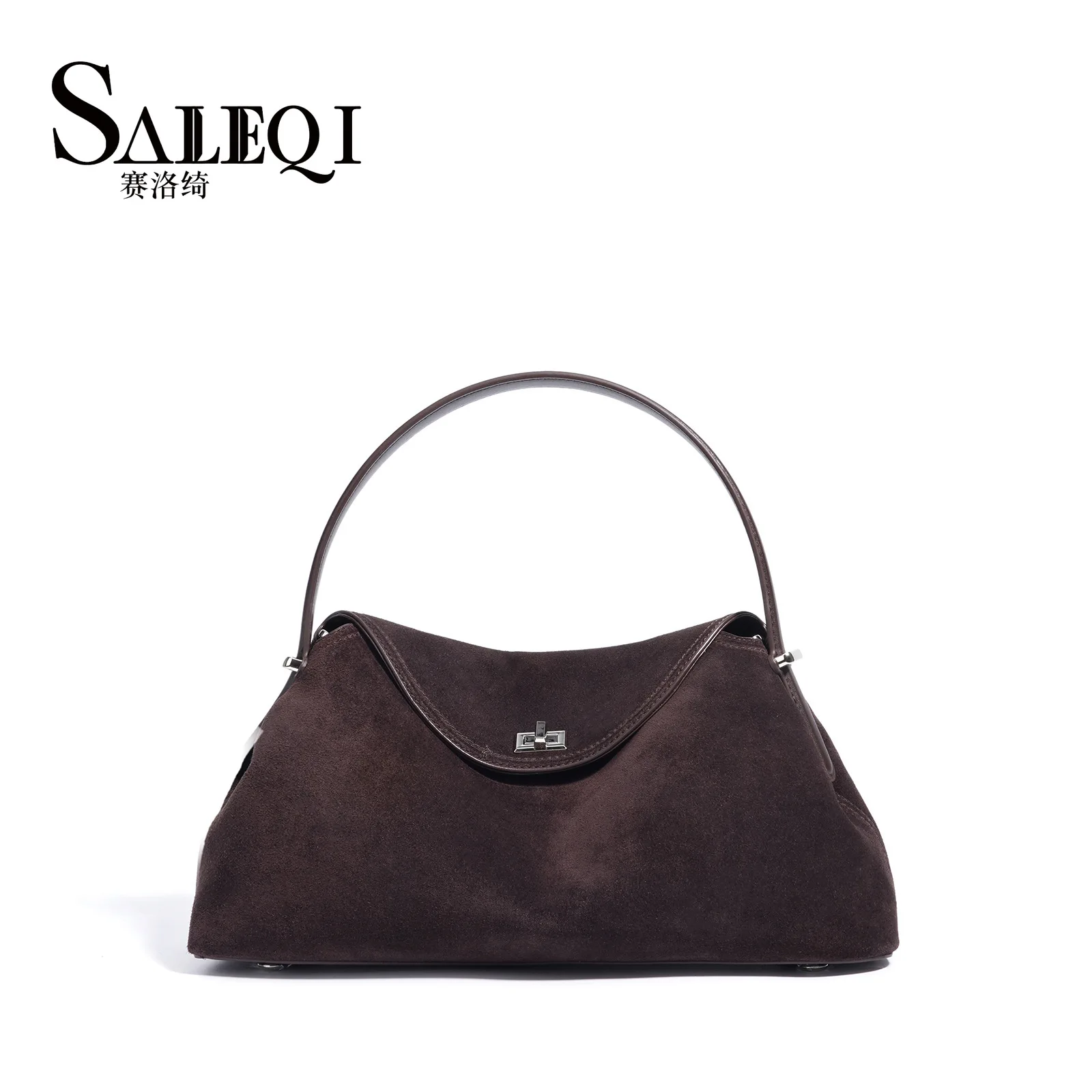 Autumn Winter All-match Bowling Tote Matte Suede Cowhide Leather Women's Shoulder Crossbody Bag Ladeis Genuine Grade Handbag New