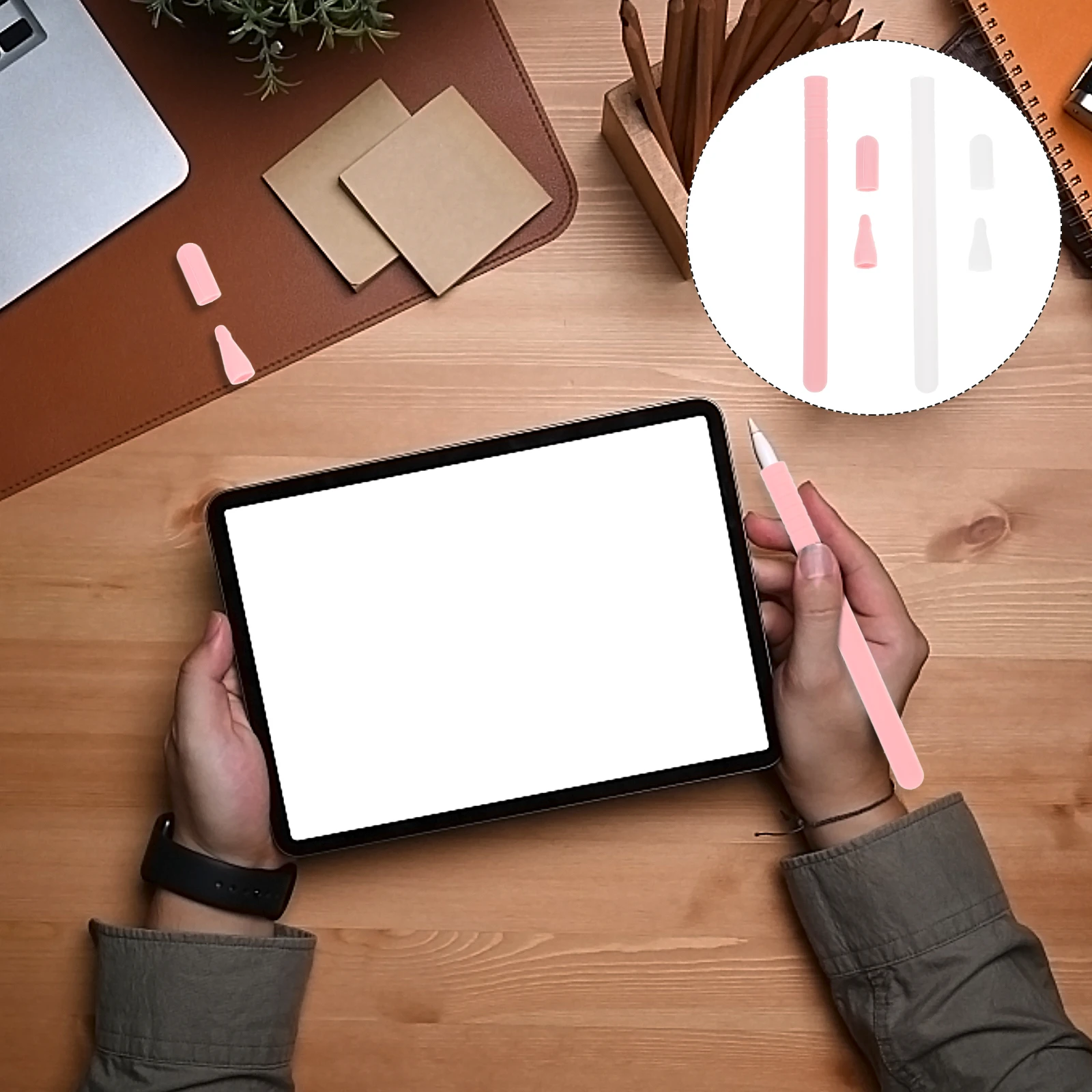 

2 комплекта чехлов для стилуса, силиконовый, легкий, противоударный, эргономичный, с защитой на 360 градусов, с длительным сроком службы, держатель для кончиков карандашей