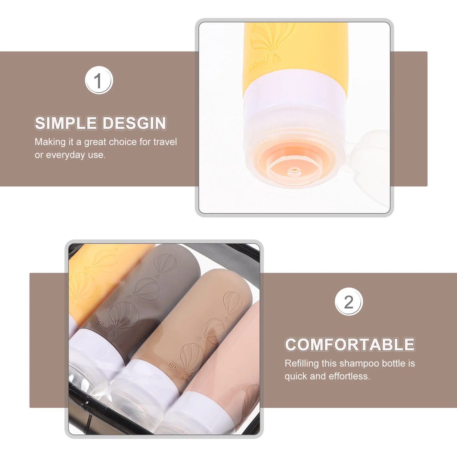 

4Pcs 90ml Travel Size Silicone Bottles Reusable Leakproof Toiletry Containers for Lotion Shampoo Travel Bottles