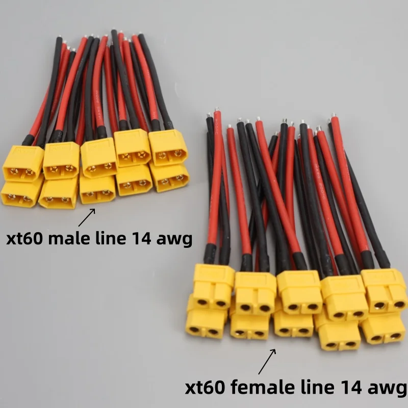 Dual Extension Male Female Connector Plug with Silicon 14AWG Wire XT60 Cable for RC Model Accessories Battery
