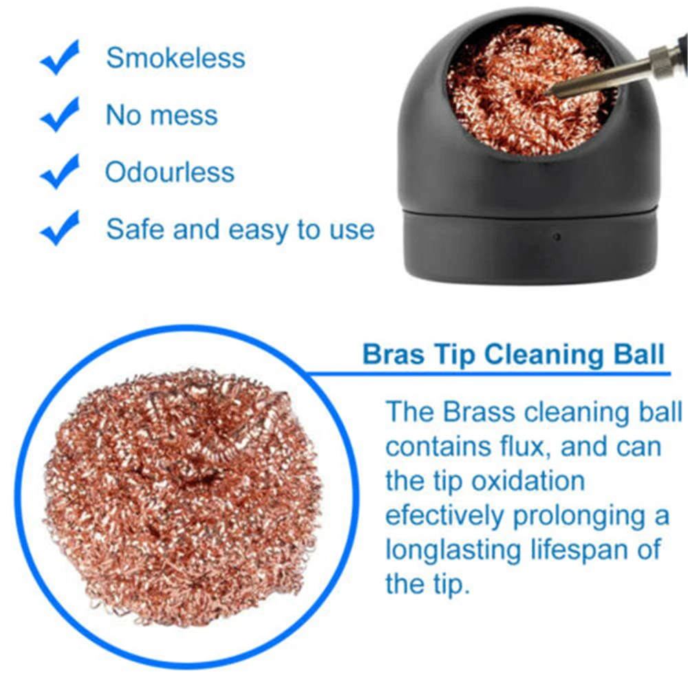 Desoldering Cleaning Ball Soldering Iron Mesh Filter Cleaning Nozzle Tip Copper Wire Cleaner Ball Metal Dross Box Clean Ball