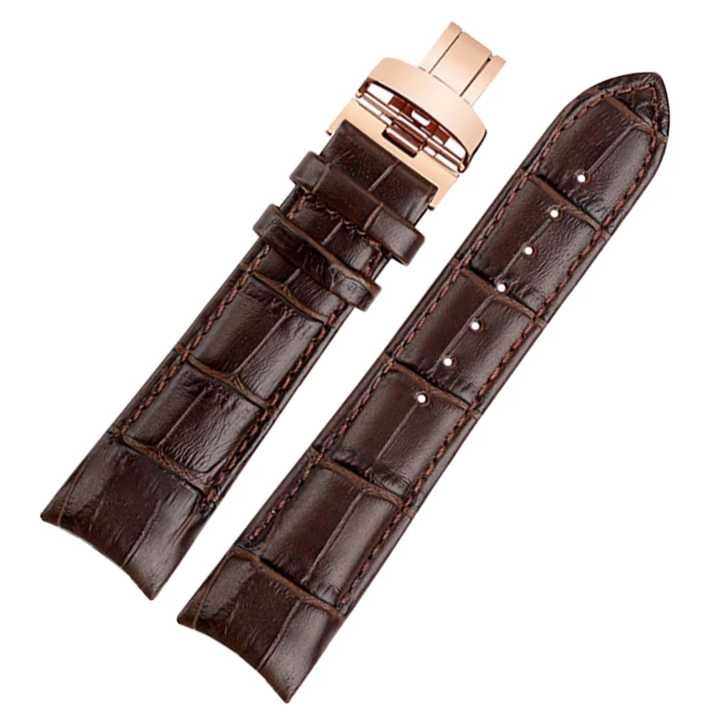 20 21mm The first layer of cowhide leather curved interface strap black brown watchband For Mido BELLUNA M024407A m024630a M024