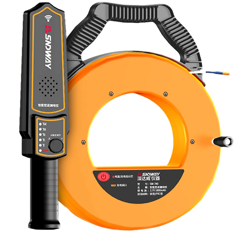 Dispositivo de taponamiento, Detector de tuberías de electricista de vía profunda de 20m, tubo de alambre de desgaste, tubo de hierro, dispositivo de detección de taponamiento de tuberías de PVC, SW-720