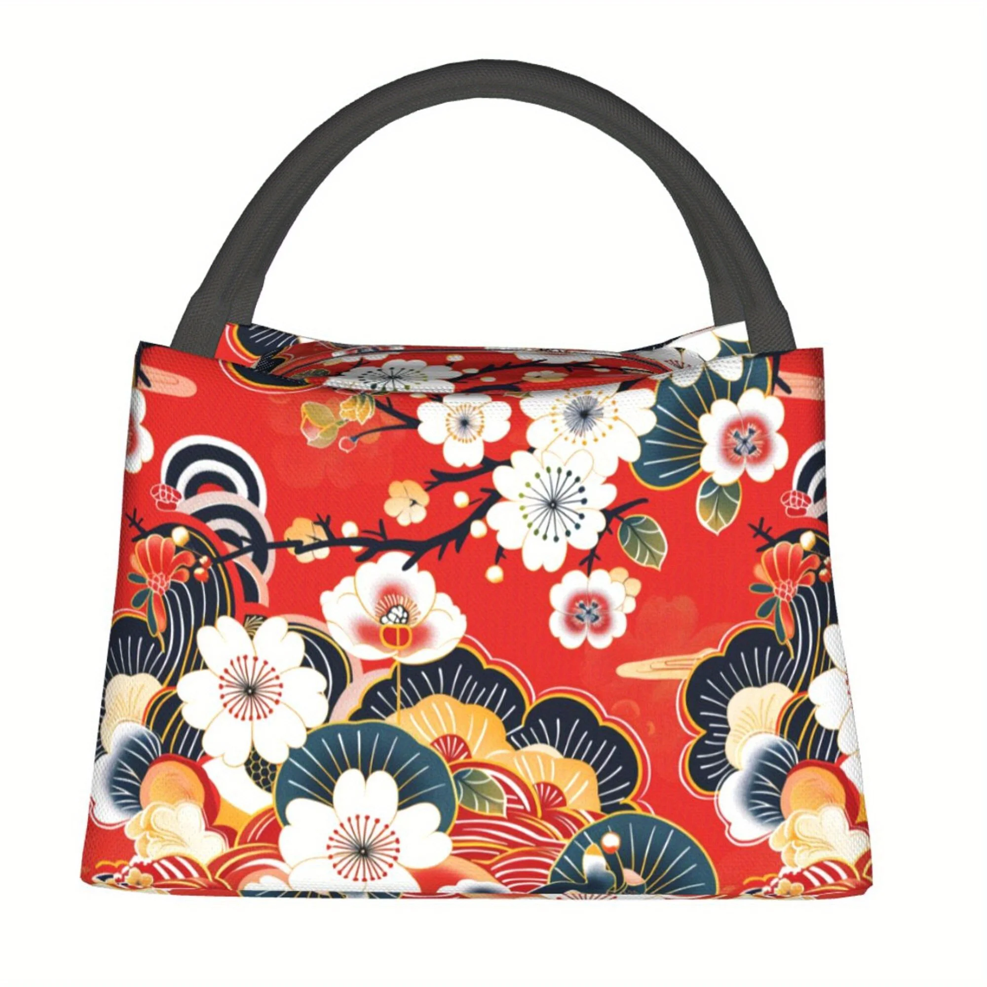 Vibrant Cherry Blossom Insulated Lunch Bag Reusable Portable Cooler for Camping Picnics Beach Outings Perfect Gift for Home
