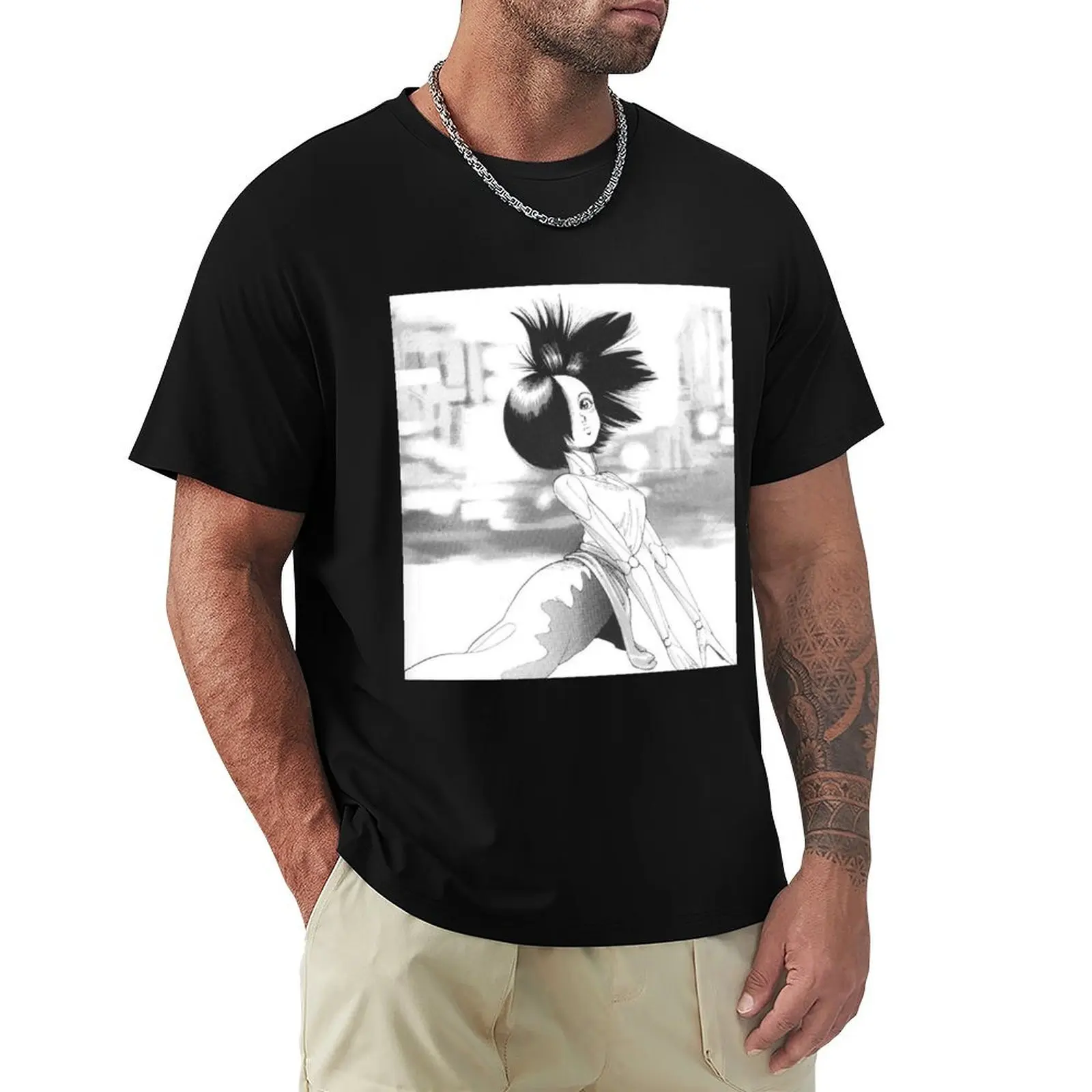 Gunnm T-Shirt Basic Short Sleeve T-Shirt for Men