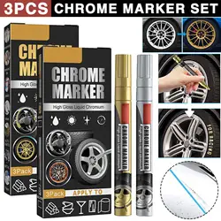 3pcs Car wheel Chrome Paint DIY Repair marker auto permanent waterproof repair scratch remover Paint pen Chrome Mirror Marker