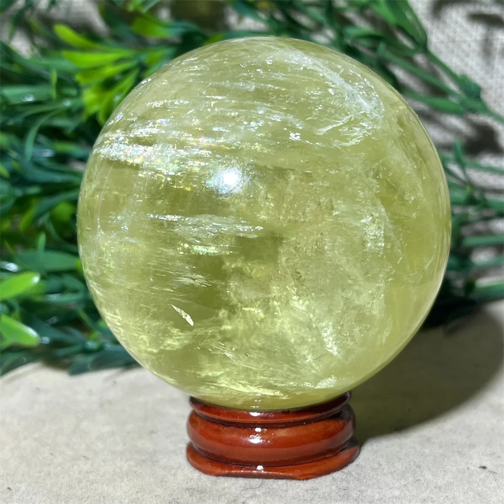 

Crystal Natuiral Citrine Sphere Ball Rainbow Quartz Stone Gemstones Minerals Spiritual Ornaments Home Decoration+Stand