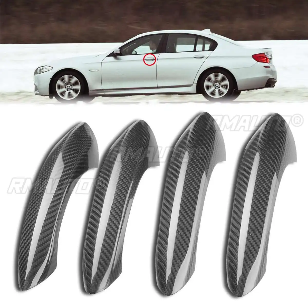 

Real Carbon Fiber Outside Exterior Door Handle Protector Cover Trim For BMW 5 6 7 series F20 F22 F07 F15 F06 F12 F13 G32 F01 F02